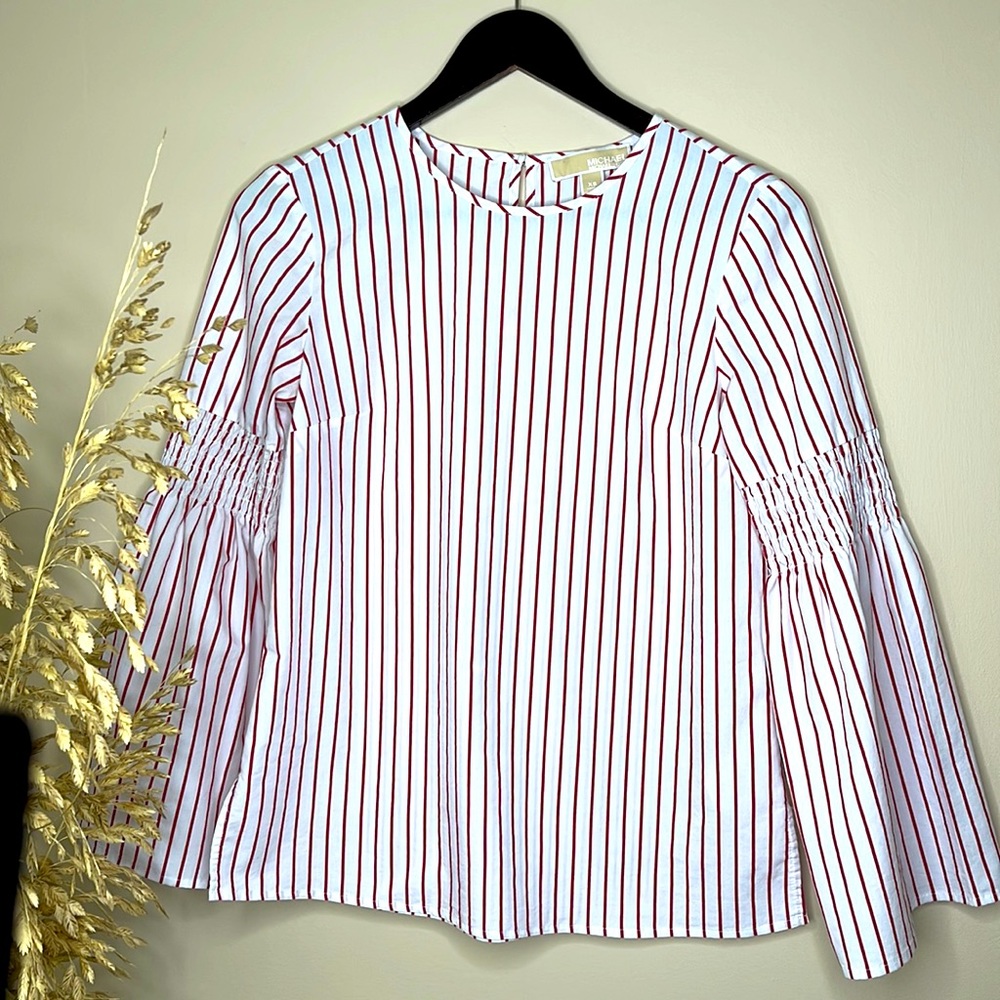 Michael Kors Striped Bell Sleeve Blouse